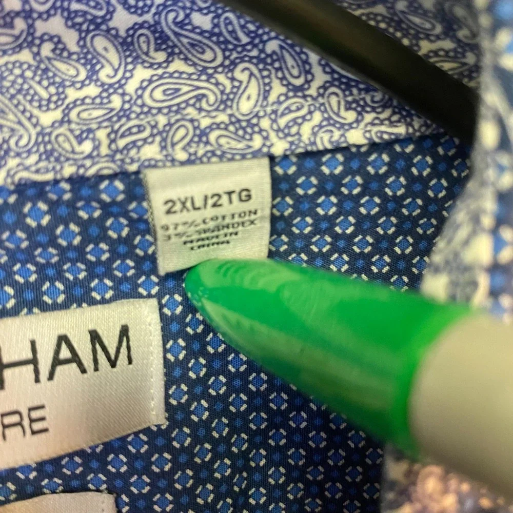 Nick Graham Everywhere Mens 2XL/2TG Blue Stretch Modern Fit Shirt